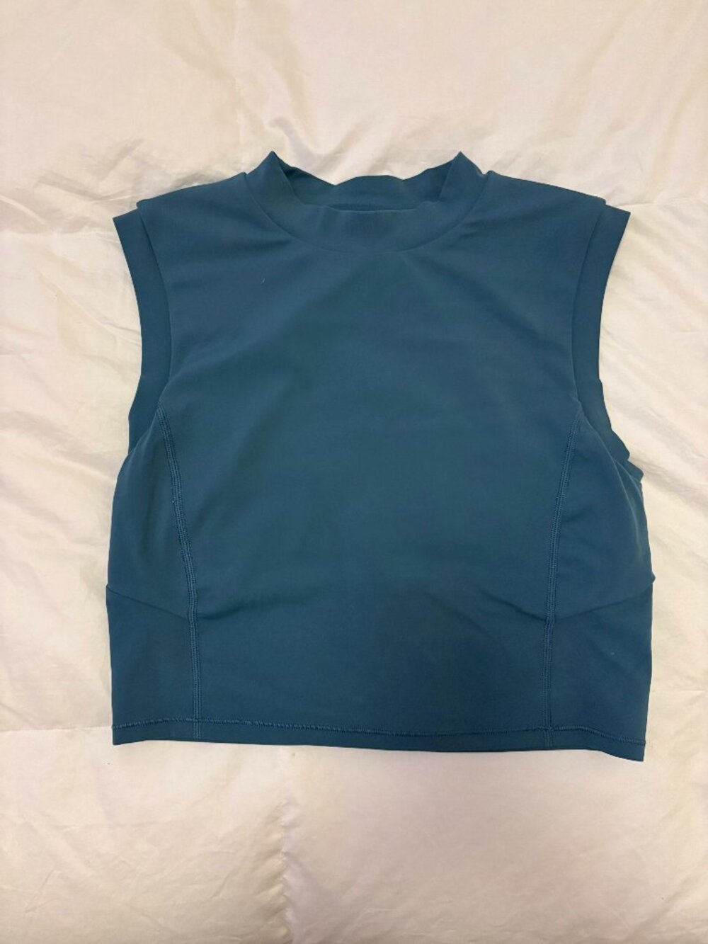 Lululemon Sweat Intention Tank Teal Open Back Crop Top Size 4